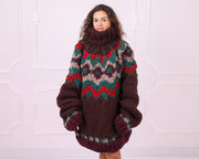 Multicolour 5-Strand Wool Nordic Turtleneck Sweater T2361