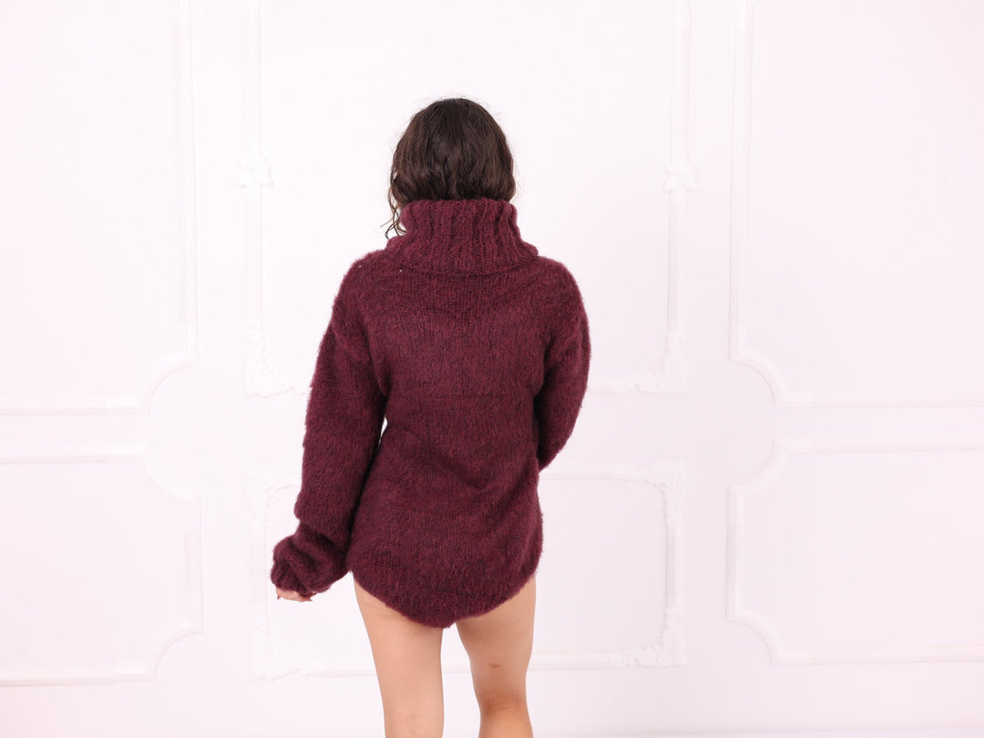 Burgundy personalized alpaca bodysuit side front view