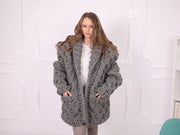 Gray Raw Wool Chunky Honeycomb Cardigan T2374