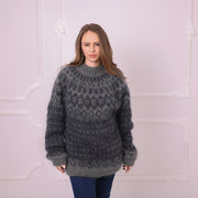 Charcoal Grey 2-Strand Mohair Nordic Sweater T2403