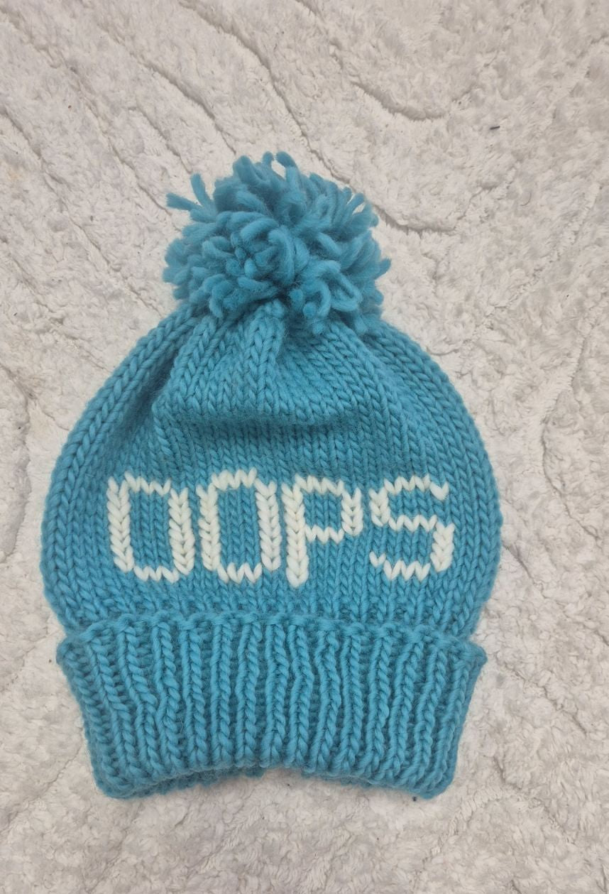 Custom Name Wool Beanie, Personalized Pom Pom Hat, Personalised Knit Winter Cap H4